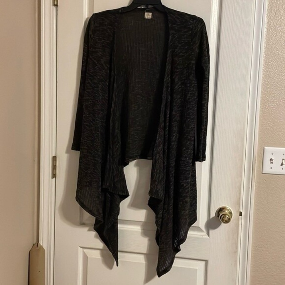 O'Neill Cardigan Women Medium‎ Black Excellent Draped Waterfall Open Front Knit